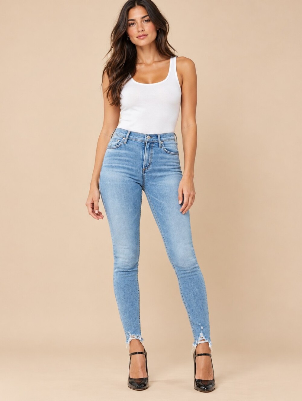 ❤️ AGOLDE SOPHIE HIGH RISE SKINNY JEANS, DISTRESSED HEM, 2 (26)